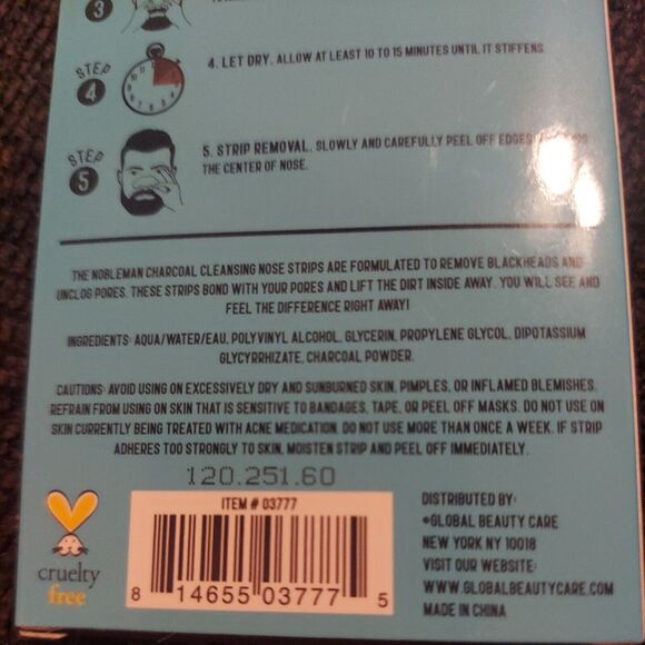 *The Nobleman Charcoal Infused Cleansing Nose Strips 2 count box , lot of 2 - Picture 4 of 4